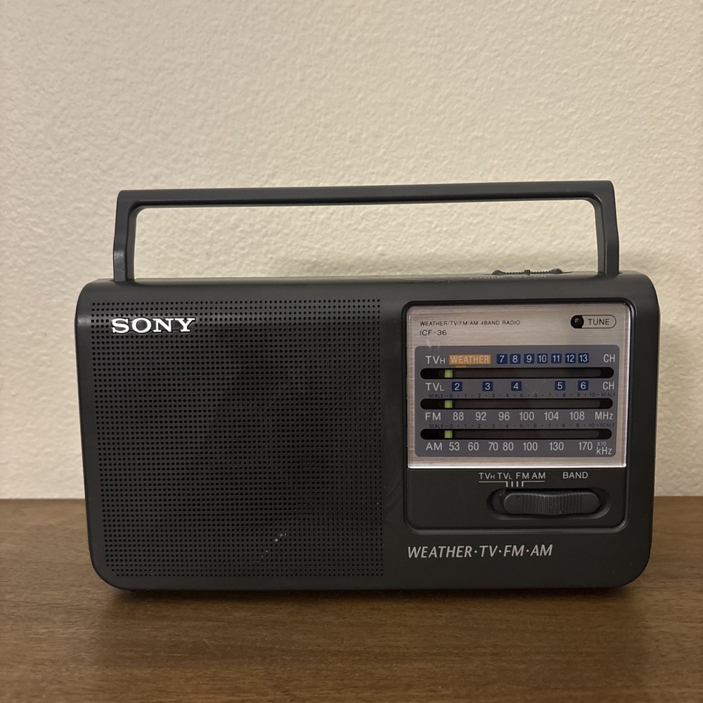 Vintage Sony icf-36 AM/FM Weather TV Portable Tabletop Radio Tested & Works